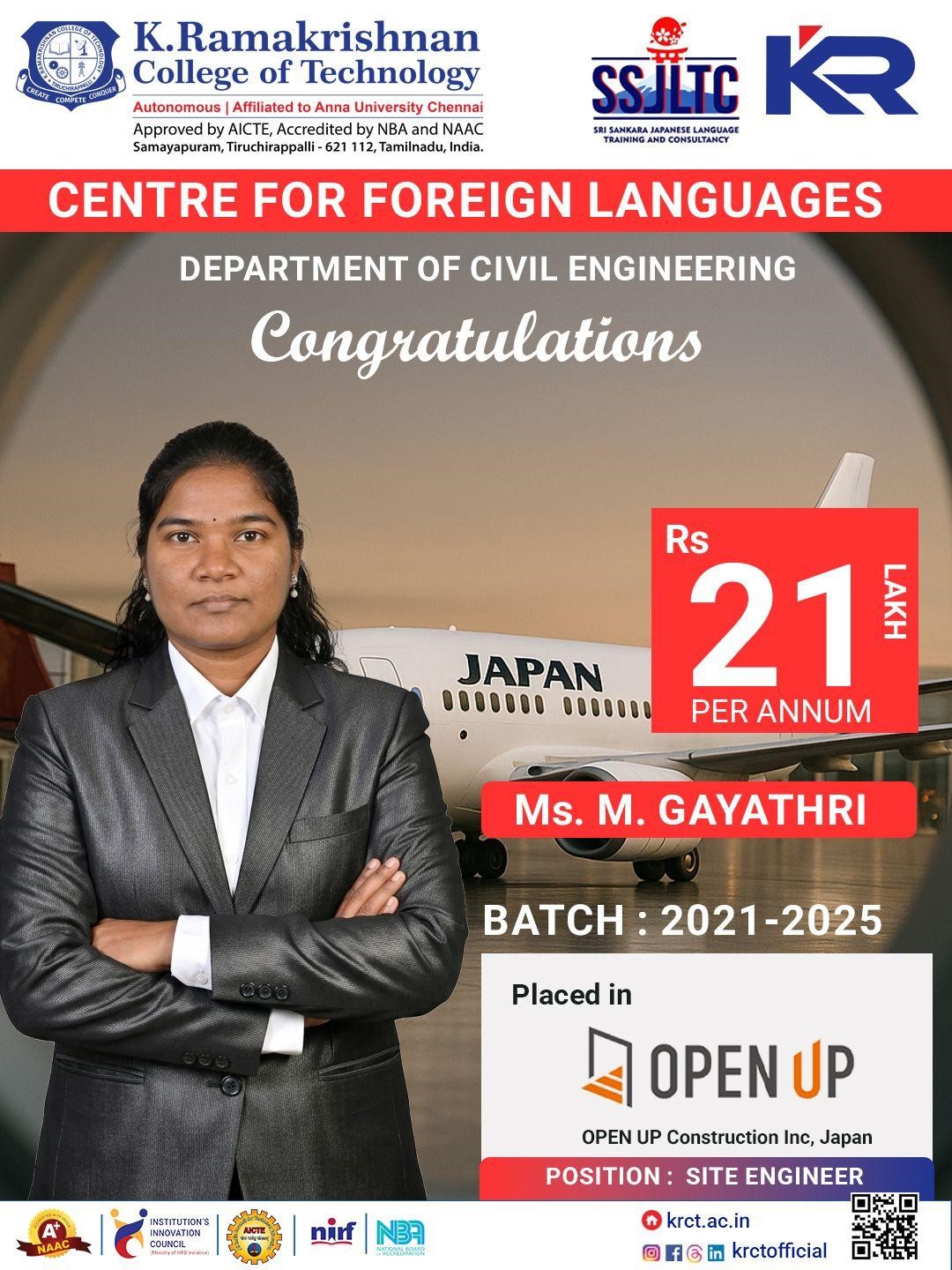 M. Gayathri &mdash; OPEN UP Construction Inc, Japan