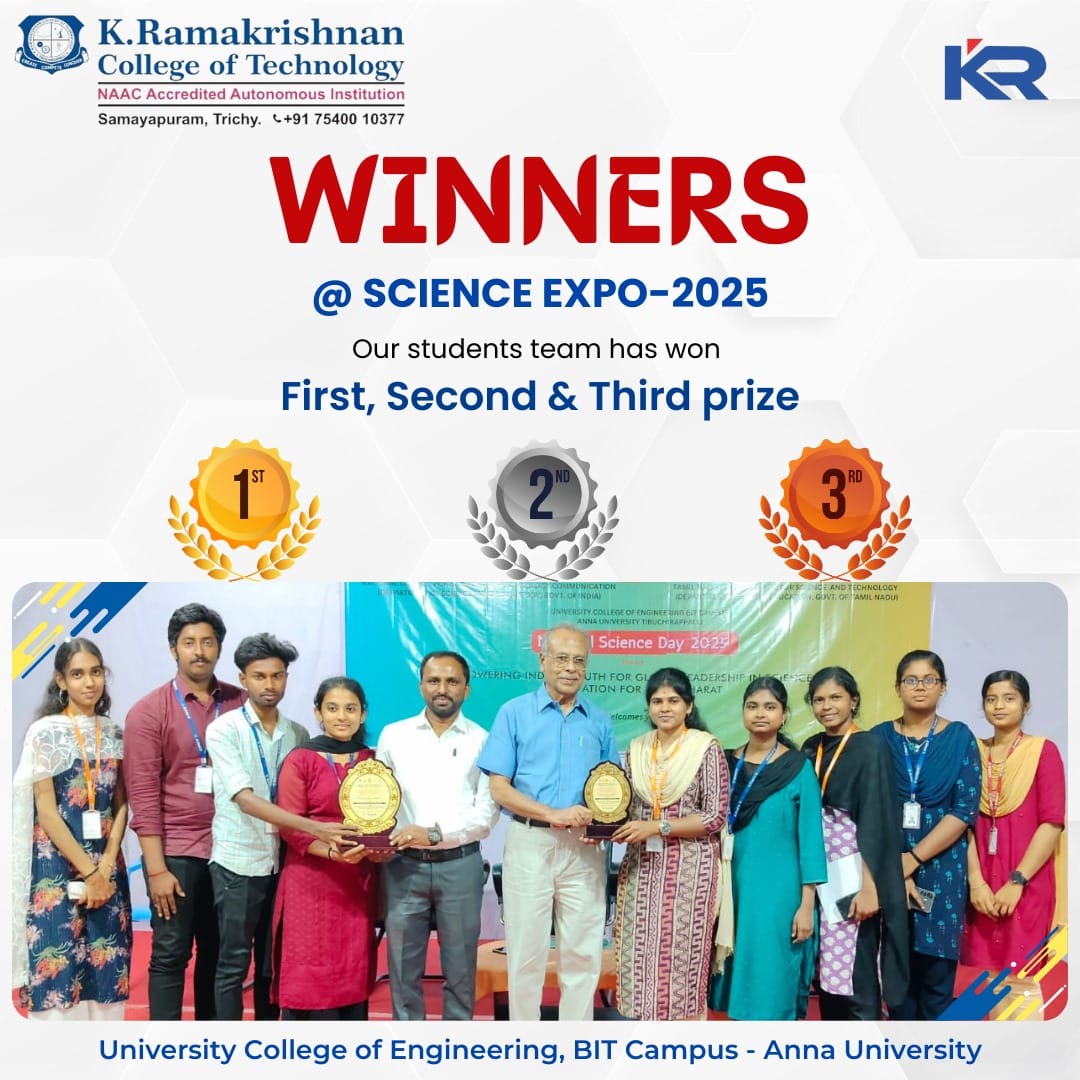 KRCT student teams with first, second and third prizes at Science Expo 2025