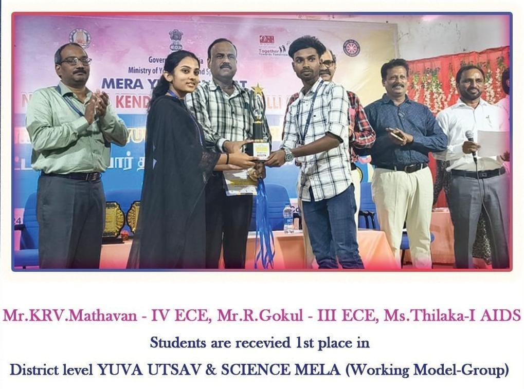 First place, group working model, district-level Yuva Utsav and Science Mela