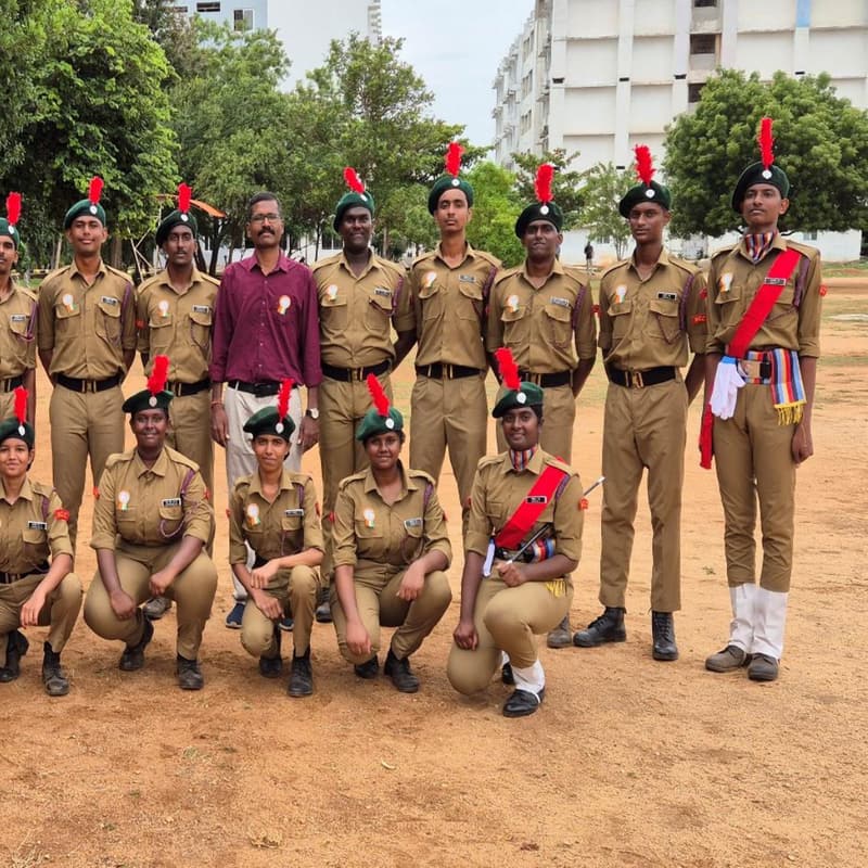 The KRCT cadet contingent with the Associate NCC Officer