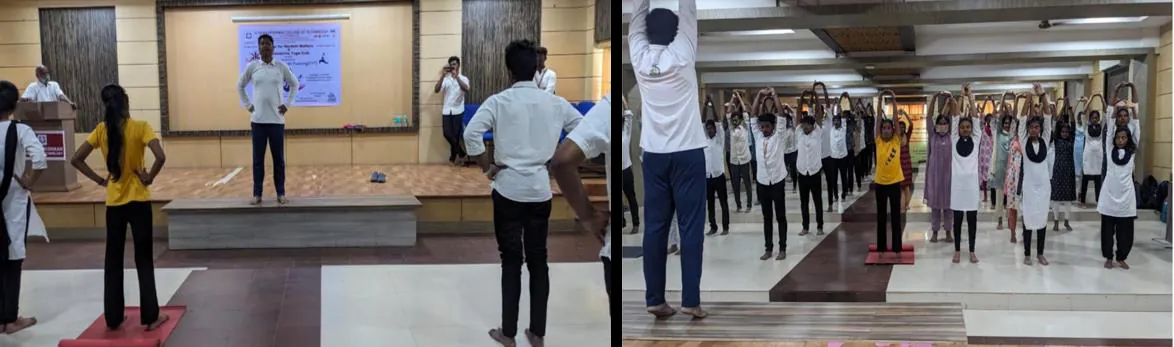 Participants standing in rows during the Yoga for Youth training